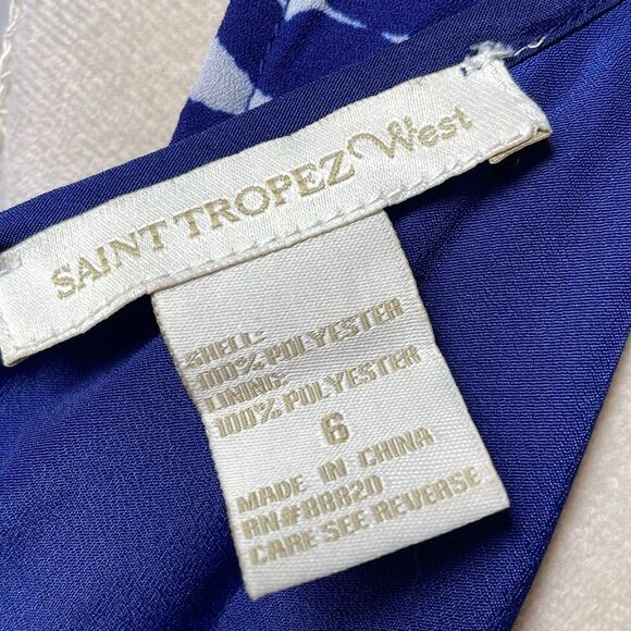 Saint Tropez West Blue and White Designed Shift Dress (Size: 6) - Picture 7 of 16